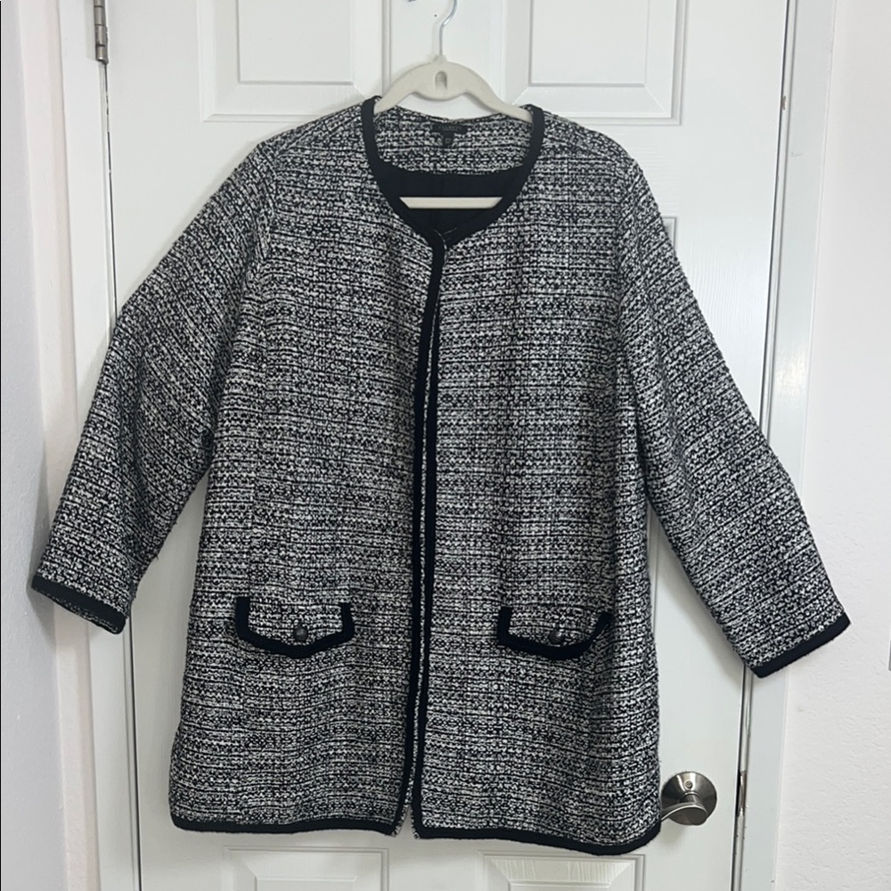 Talbots Black and White Blazer with Tweed Texture Size 2Xp